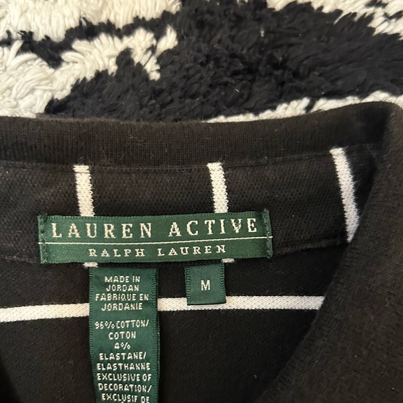 Ralph Lauren Lauren Active Polo Shirt Black and White Trimmed in Gold Size M - Picture 3 of 8